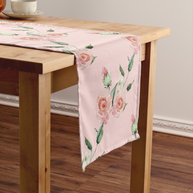 Romantic Pink Rose Garlands  Short Table Runner (In Situ)