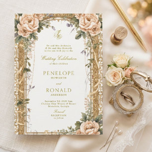 Romantic Pink Rose Gold Wedding Invitation