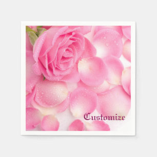 Romantic Pink Rose Pedals Napkins