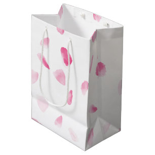 Romantic Pink Rose Petals Floral Bridal Shower Medium Gift Bag