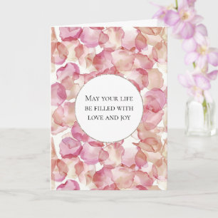 Romantic Pink Rose Petals Floral Wedding Card