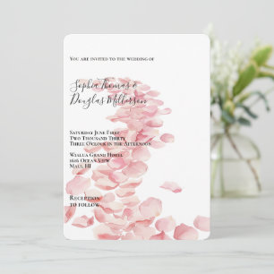 Romantic Pink Rose Petals Floral Wedding Invitation