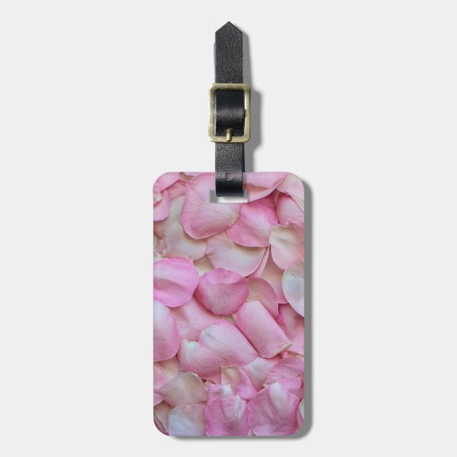 Romantic Pink Rose Petals Luggage Tag (Front Vertical)