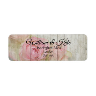 Romantic pink rose return address wedding labels
