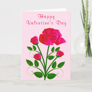 Romantic Pink Rose Valentine's Day Card