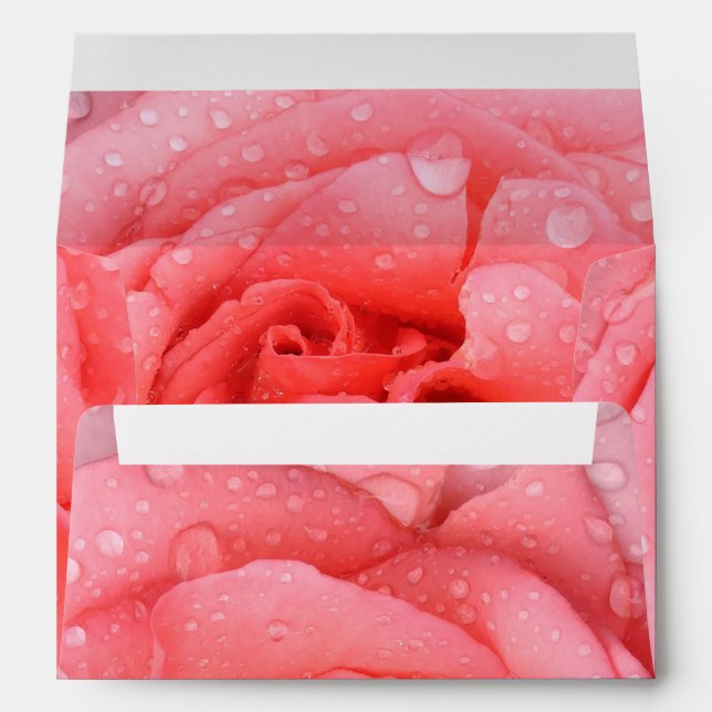 Romantic Pink Rose Water Drops Envelopes (Back (Bottom))
