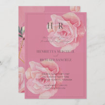 Romantic Pink Rose Wedding Invitation