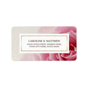 Romantic Pink Rose Wedding Return Address Labels