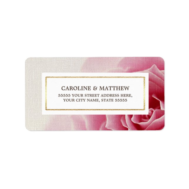 Romantic Pink Rose Wedding Return Address Labels (Front)