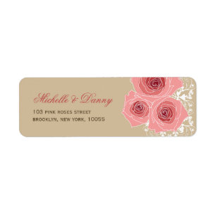 Romantic Pink Roses And Lace Chic Wedding Address