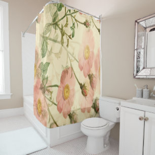 Romantic Pink Roses Bathroom Curtain