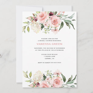 Romantic Pink Roses Bridal Shower  Invitation