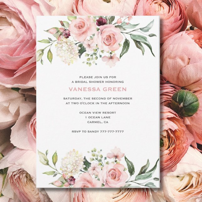Romantic Pink Roses Bridal Shower  Invitation (Creator Uploaded)