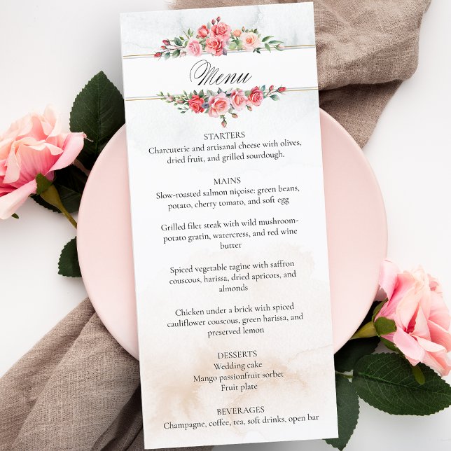 Romantic Pink Roses & Calligraphy Menu (Creator Uploaded)