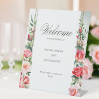 Romantic Pink Roses & Calligraphy Welcome