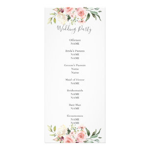 Romantic Pink Roses Dusty Rose Wedding Program Rack Card