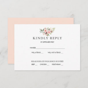 Romantic Pink Roses Dusty Rose Wedding RSVP Invita Invitation