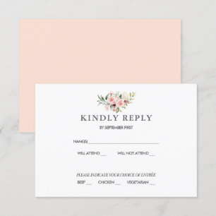 Romantic Pink Roses Dusty Rose Wedding RSVP Invita Invitation