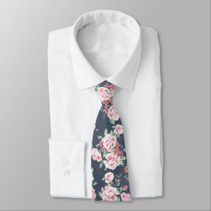 Romantic Pink Roses Floral Pattern Tie