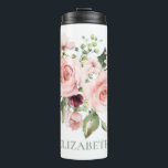 Romantic Pink Roses Floral Personalised Thermal Tumbler<br><div class="desc">This cute bottle with pink roses is perfect for anyone who loves flowers and gardens. It features beautiful romantic pink roses that will make you feel like you're in a beautiful rose garden. Personalise with a name or any text you like and check out the matching yoga mat, towel and...</div>