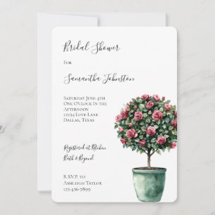 Romantic Pink Roses Floral Tree Bridal Shower Invitation