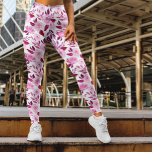 Romantic Pink roses floral Vintage Leggings