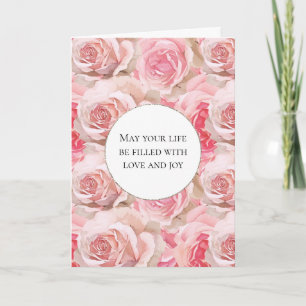 Romantic Pink Roses Floral Wedding Card