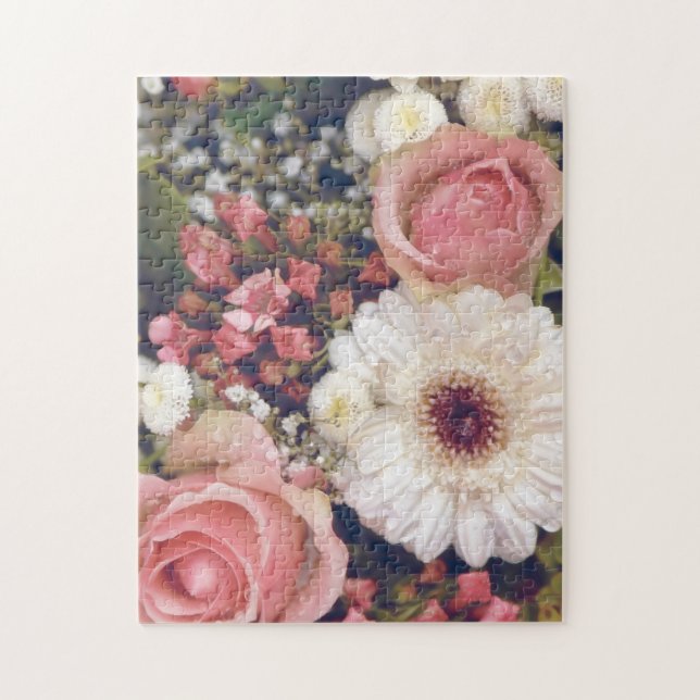 Romantic Pink Roses Flower Bouquet Jigsaw Puzzle (Vertical)