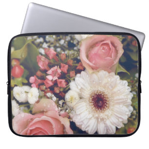 Romantic Pink Roses Flower Bouquet Laptop Sleeve