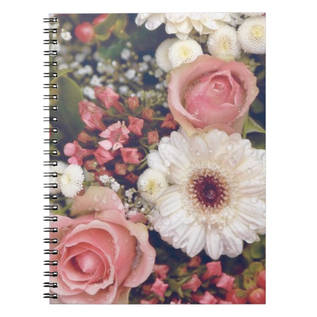 Romantic Pink Roses Flower Bouquet Notebook (Front)