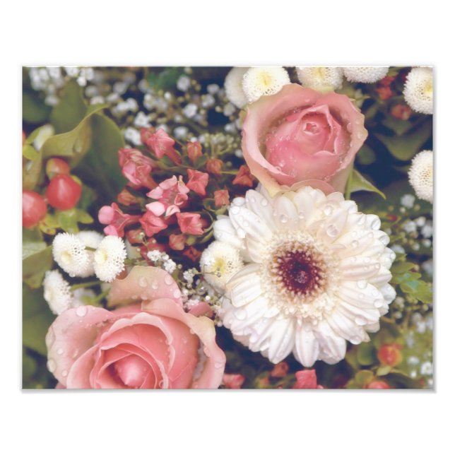 Romantic Pink Roses Flower Bouquet Photo Print (Front)