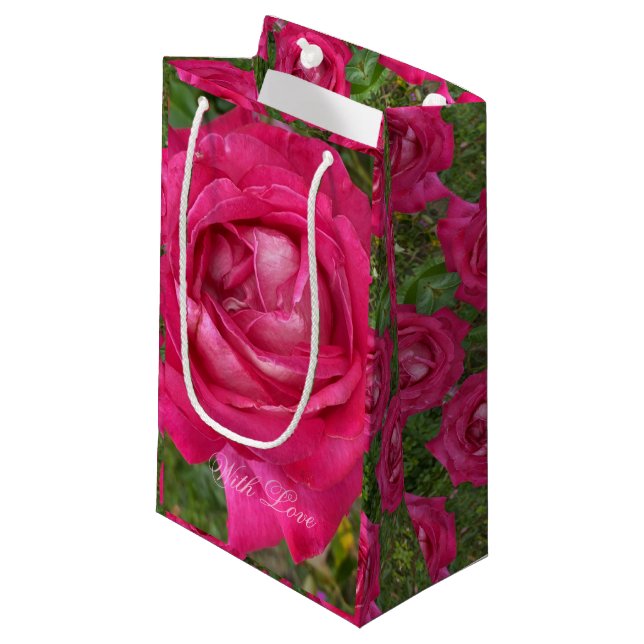 Romantic Pink Roses Flower Photography Floral Small Gift Bag (Front Angled)