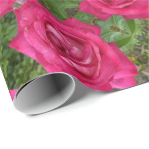 Romantic Pink Roses Rose Flowers Floral Wrapping Paper