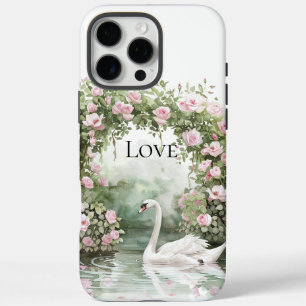 Romantic Pink Roses Swan Lake Floral   iPhone 16 Pro Max Case