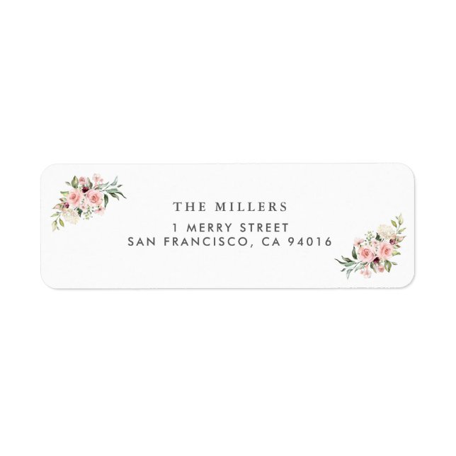 Romantic Pink Roses Wedding Address Label (Front)