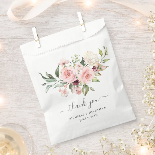 Romantic Pink Roses Wedding Gift Favour Bag (Clipped)