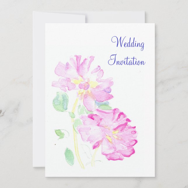 Romantic Pink Roses Wedding Invitation (Front)
