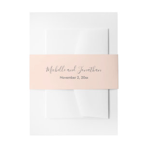 Romantic Pink Roses Wedding  Invitation Belly Band