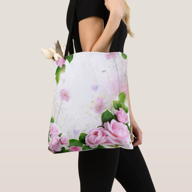 Romantic Pink Roses women Tote (Close Up)