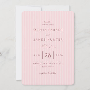 Romantic Pink Striped Wedding Invitation