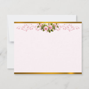 Romantic Pink Swirling Vines Floral "Thank You"  Card