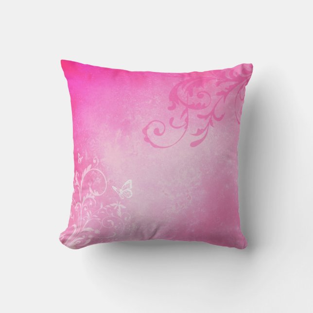 Romantic Pink Swirls Cushion (Front)