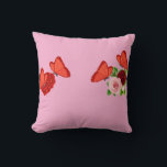 Romantic Pink Throw Pillow with Butterflies and Ro<br><div class="desc">Add a touch of romance and elegance to your home décor with this beautiful pink throw pillow featuring delicate butterflies, blooming roses, and the heartfelt phrase “Love Lives Here.” Perfect for Valentine’s Day, anniversaries, weddings, or simply bringing warmth and charm to your living room or bedroom. A lovely gift for...</div>