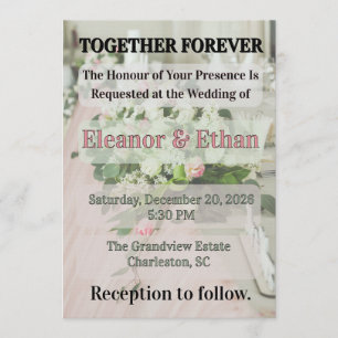 Romantic Pink Tulle & Floral Garland Elegant Table Invitation