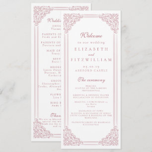 Romantic Pink Vintage Frame Elegant Script Program