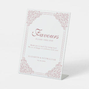 Romantic Pink Vintage Ornate Bordered Frame Favour Pedestal Sign