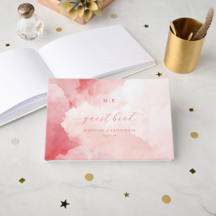 Romantic Pink Watercolor Clouds Guest Book
