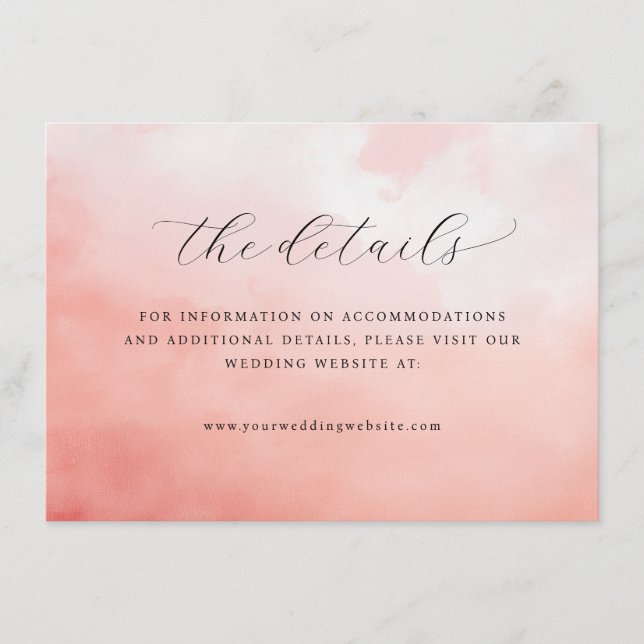 Romantic Pink Watercolor Details Enclosure Card (Front)
