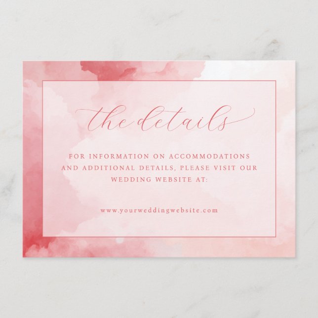 Romantic Pink Watercolor Details Enclosure Card (Front)