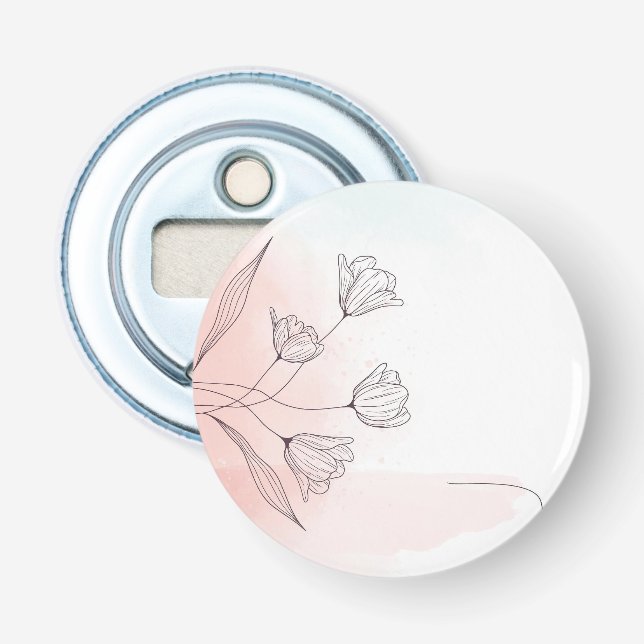 Romantic Pink Watercolor Floral  Bottle Opener (Front)